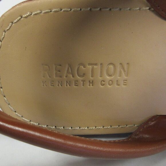 KENNETH COLE REACTION Fine Glass Wedge Sandal 9 WIDE Luggage Brown Platform Shoe - Picture 6 of 15